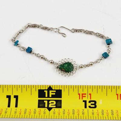 FILIGREE TURQUOISE & SILVER TONED CHAIN BRACELET