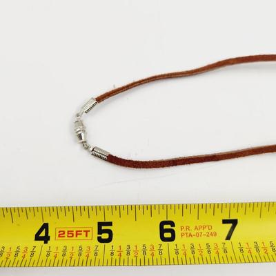 WIRE WRAPPED PETRIFIED WOOD PENDANT W/ LEATHER NECKLACE