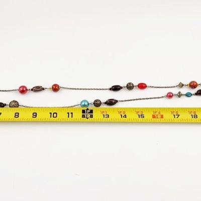 MULTI TONED BEADED SCARF NECKLACE