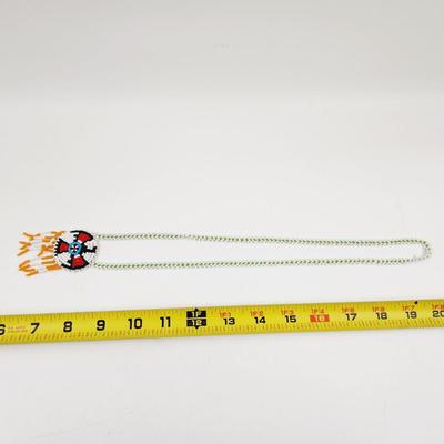 NATIVE SEED BEADED & LEATHER NECKLACE