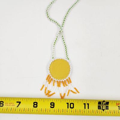 NATIVE SEED BEADED & LEATHER NECKLACE