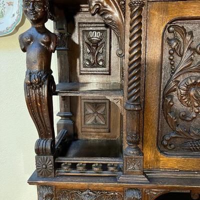 Rare Unique Victorian Era 19th Century Carved Wood Writing Desk