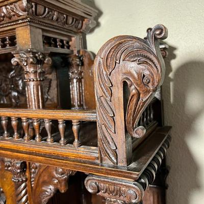 Rare Unique Victorian Era 19th Century Carved Wood Writing Desk