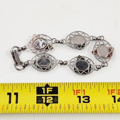 NATURAL STONE SILVER TONED BRACELET
