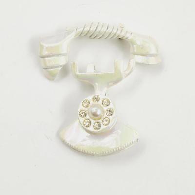 VINTAGE 2 PC METAL PHONE PIN / BROOCH