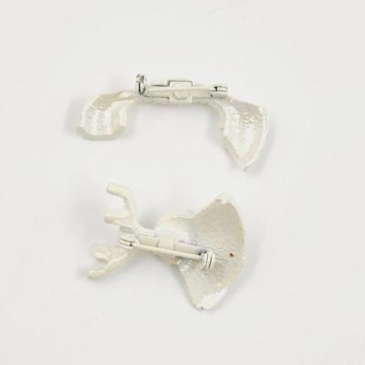 VINTAGE 2 PC METAL PHONE PIN / BROOCH