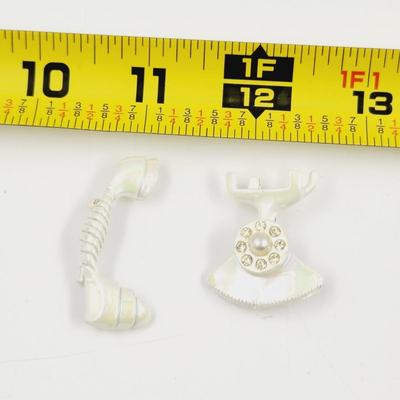 VINTAGE 2 PC METAL PHONE PIN / BROOCH