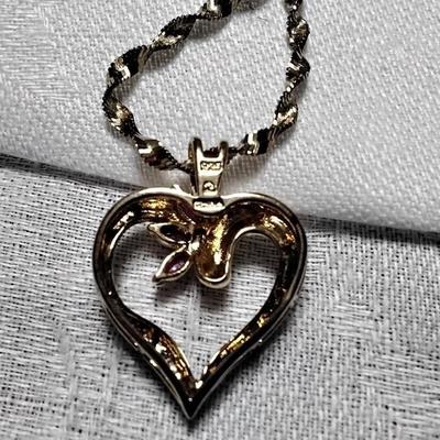Ross Simons Ruby And Diamonds Gold Vermeil 18" Italian Necklace