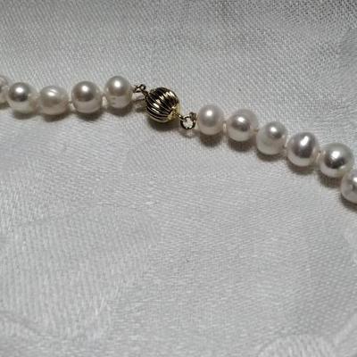 24" White Pearls With 18K GP