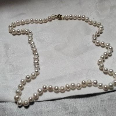 24" White Pearls With 18K GP