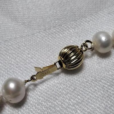 24" White Pearls With 18K GP