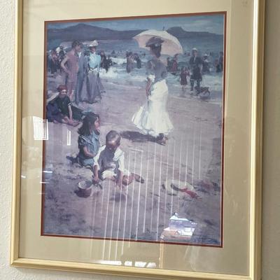 LOT 146  FRAMED PRINT OF OLD FASHION DAY AT THE BEACH