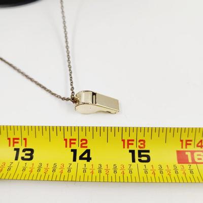 LITTLE GOLD TONED CUTE WORKING WHISTLE NECKLACE