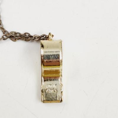 LITTLE GOLD TONED CUTE WORKING WHISTLE NECKLACE
