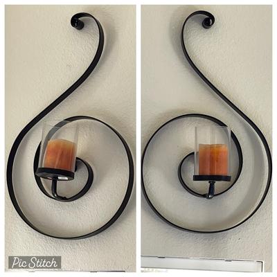 LOT 150  METAL SCROLL S WALL CANDLE SCONCES