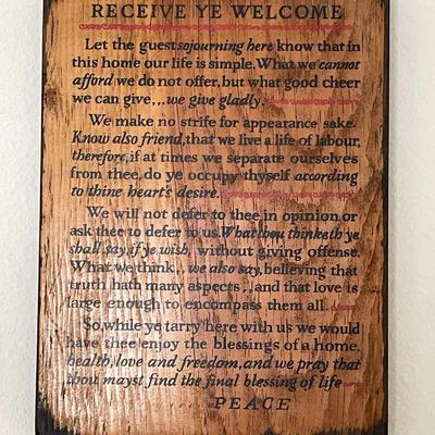 LOT 160  PUB DECOR OLD ENGLISH RECEIVE YE WELCOME WOOD SIGN