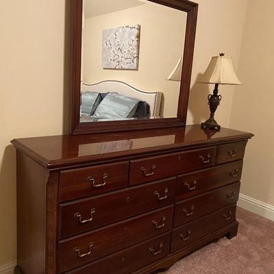 All-wood dresser with beveled mirror