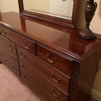 All-wood dresser with beveled mirror