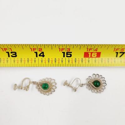 VINTAGE FILIGREE SILVER TONED HANGING EARRINGS