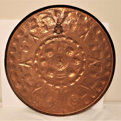 Lot #45  Large Vintage Copper Wall Decoration - Aztec Calendar