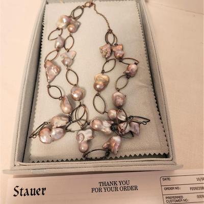 Lot #48  STAUER Baroque Pearl Necklace in Original box with receipt
