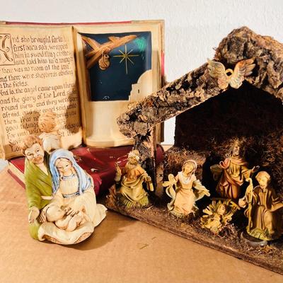 Musical Nativity Scene and Ceramic Jesus (GR-JM)
