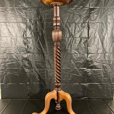 Beautiful Antique Carved Twisted Wood Plant Stand Table