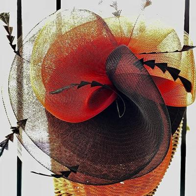 LOT 165  LADIES FASCINATOR HAT BLACK & RED