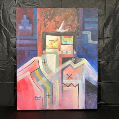 Original Signed David K John Native American Navajo Painting