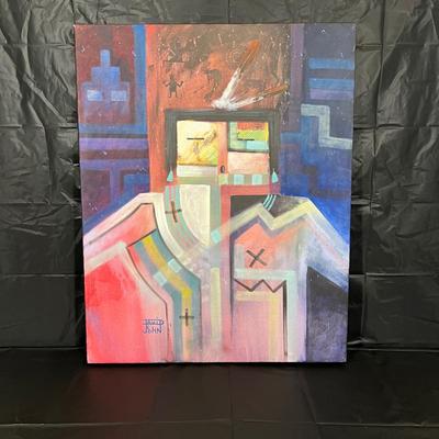 Original Signed David K John Native American Navajo Painting