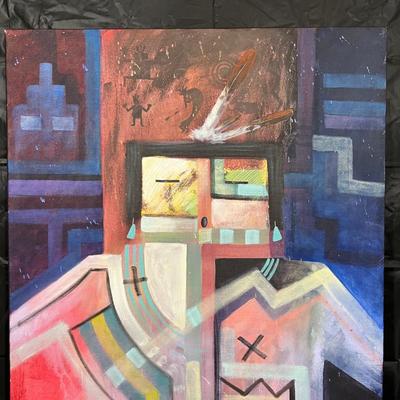 Original Signed David K John Native American Navajo Painting