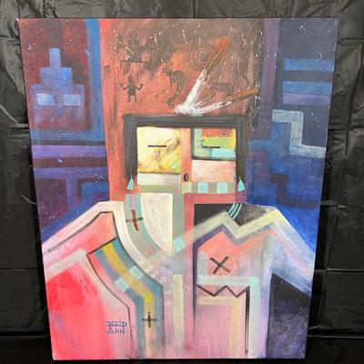 Original Signed David K John Native American Navajo Painting