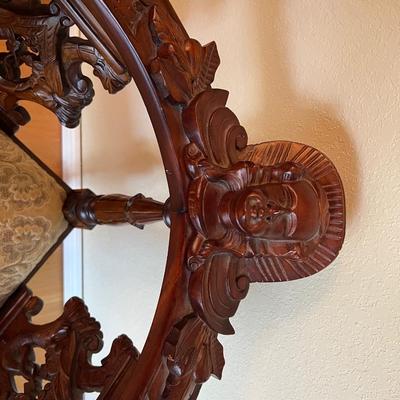 Gorgeous Victorian Carved Wood and Gold Tan Cushion Corner Chair