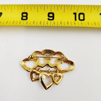 CUTE GOLD TONED HEART BROOCH