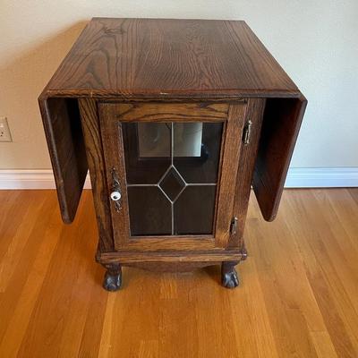 Lovely Antique Rolling Expandable Collapsible Table Cabinet