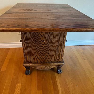 Lovely Antique Rolling Expandable Collapsible Table Cabinet