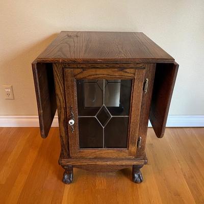 Lovely Antique Rolling Expandable Collapsible Table Cabinet