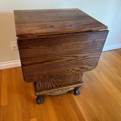 Lovely Antique Rolling Expandable Collapsible Table Cabinet