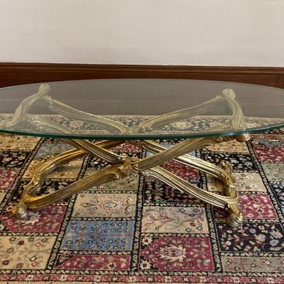 Rococo Style Giltwood and Glass Low Table