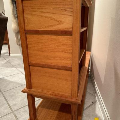 Vintage Carved Wood Display Shelf and Storage Cabinet