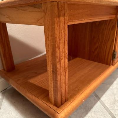 Vintage Carved Wood Display Shelf and Storage Cabinet
