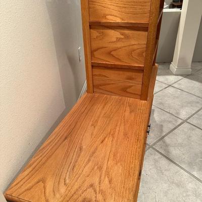 Vintage Carved Wood Display Shelf and Storage Cabinet