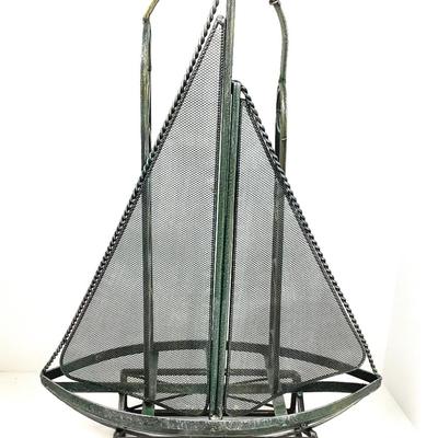 1480 Metal Sailboat Wine Holder Decor