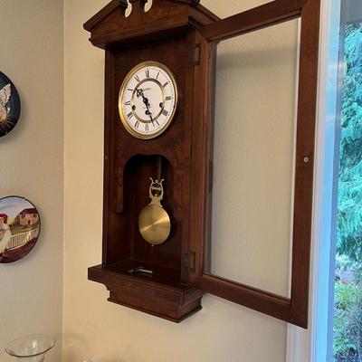 Antique Hamilton Lancaster County Cherry Wood Wall Clock