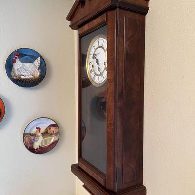 Antique Hamilton Lancaster County Cherry Wood Wall Clock