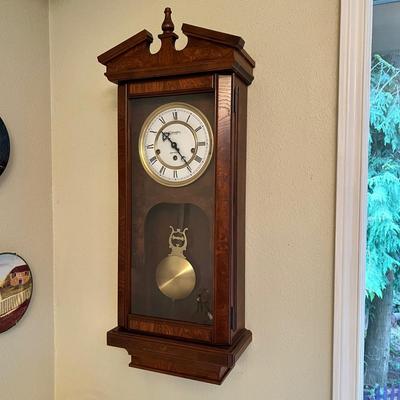 Antique Hamilton Lancaster County Cherry Wood Wall Clock
