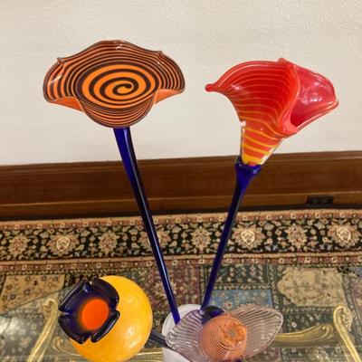 Italian Art Glass Flowers and Vase