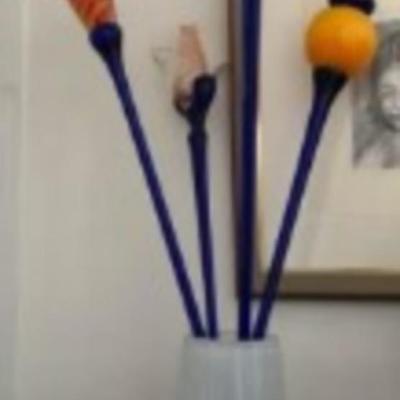 Italian Art Glass Flowers and Vase