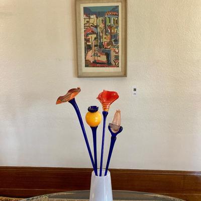 Italian Art Glass Flowers and Vase
