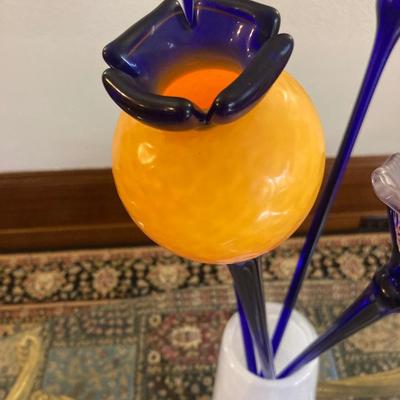 Italian Art Glass Flowers and Vase
